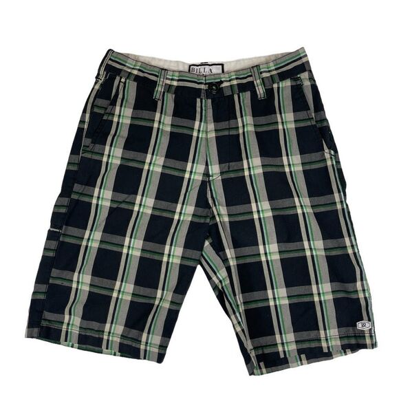 Billabong Women's Chino Shorts Plaid Casual Summer Mid Length Flat Front Size 28 - Picture 1 of 9